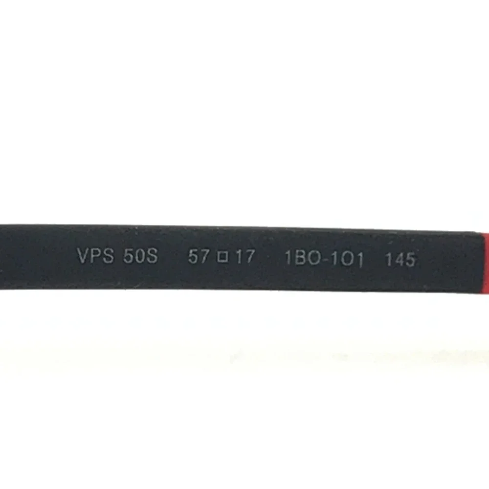 Prada Eyeglasses Frames VPS50S 1BO-1O1 Black Red Rectangle Wire Rim 57-17-145 - Picture 11 of 13